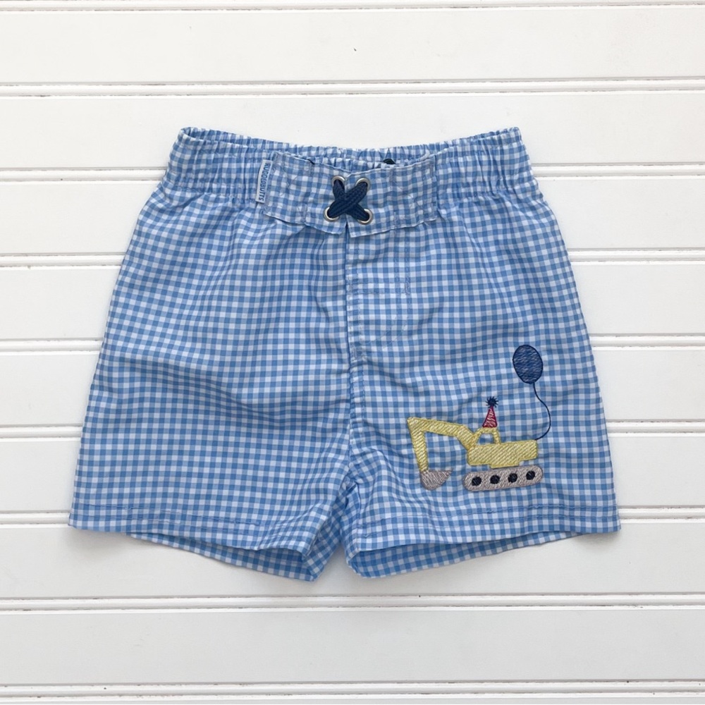 RUGGED BUTTS VGUC Custom Made Embroidered Digger Birthday Swim Trunks